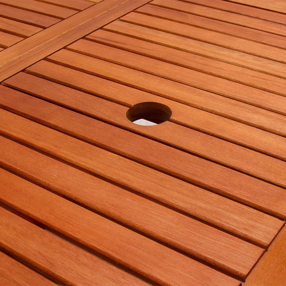 Tavolo da Giardino in Legno di Acacia Pieghevole 160x85cm Ovale Certificato FSC Portata 80 kg con Portaombrellone Tavoli da Esterno Balcone Terrazza per 6 Persone