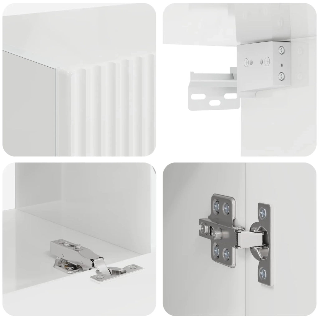 Set mobile TV 2 pcs Bianco Lucido Legno multistrato
