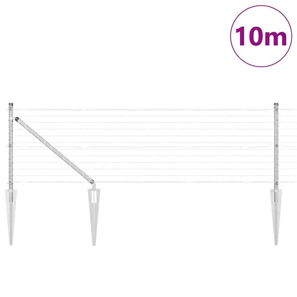 Recinzione con Posto Argento 0,8 x 10 m Acciaio