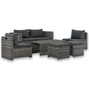 Set Divani da Giardino 6 pz con Cuscini in Polyrattan Grigio cod mxl 37497