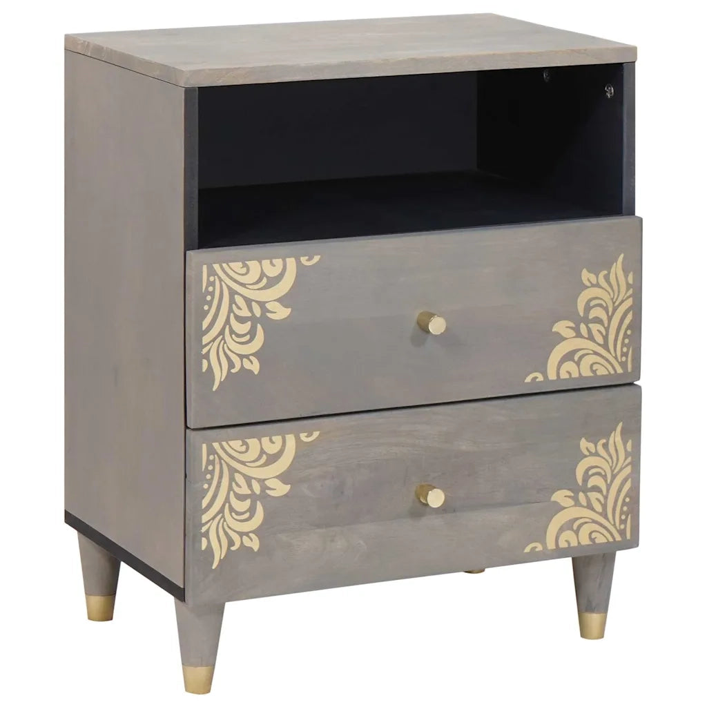 vidaXL Armadio da Notte Grigio 50 x 33 x 62 cm legno massello di mango