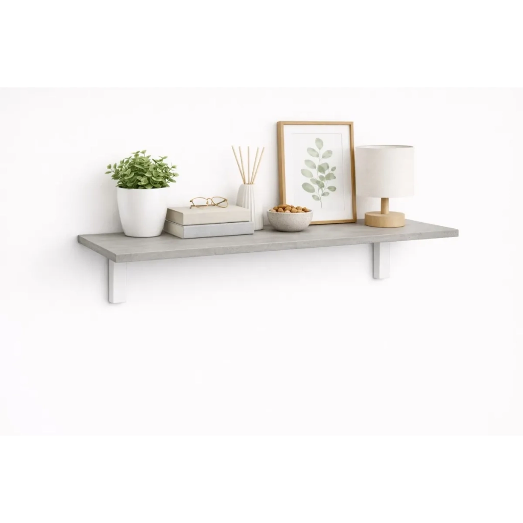Mensola da Muro da appoggio in Legno nobilitato spessore 1,8 cm in colore Cemento 100x30 cm