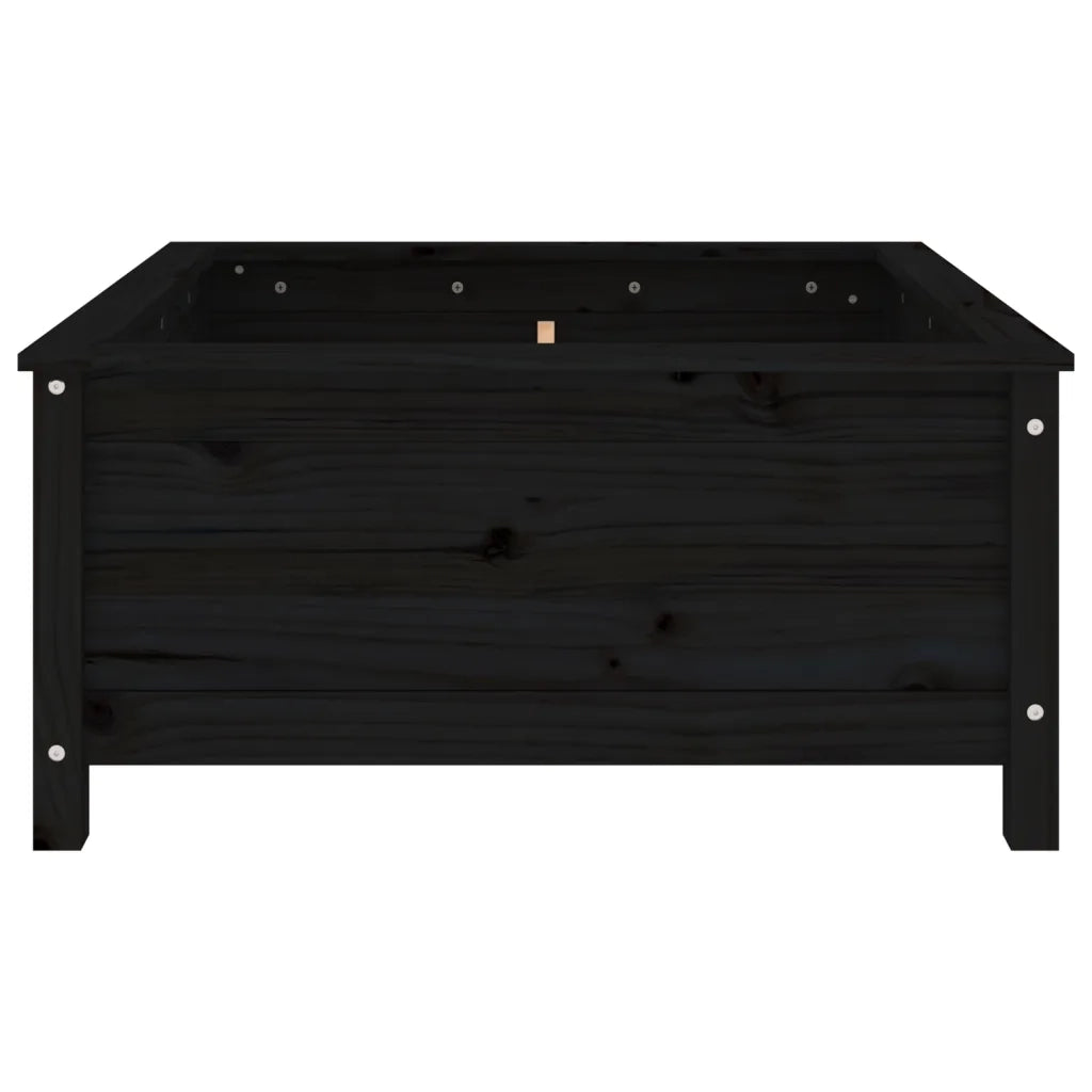 Fioriera da Giardino Nera 82,5x82,5x39cm Legno Massello di Pino 825300