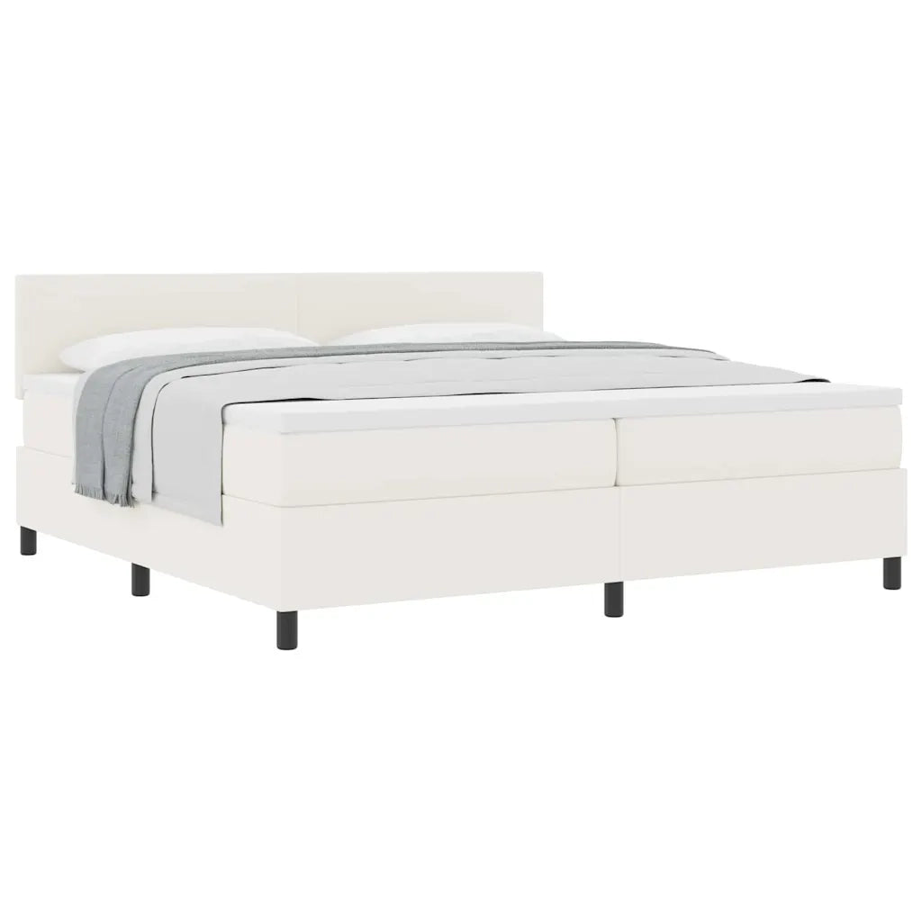 Letto a molle Crema e Bianco 200 x 200 cm Tessuto in Cords 3337529