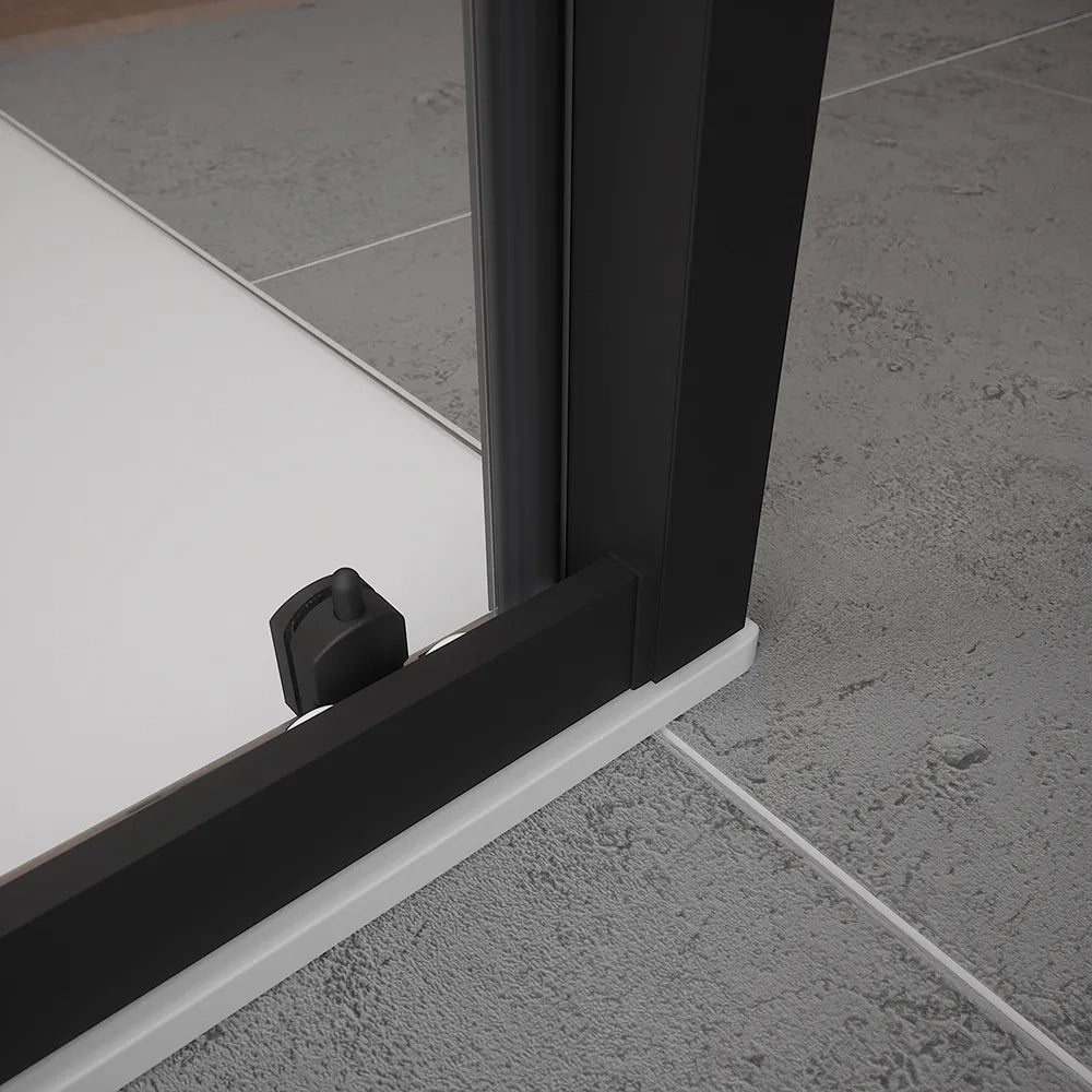 Box doccia 150x70 cm scorrevole vetro 6mm trasparente profili nero opaco h185 | Tonga