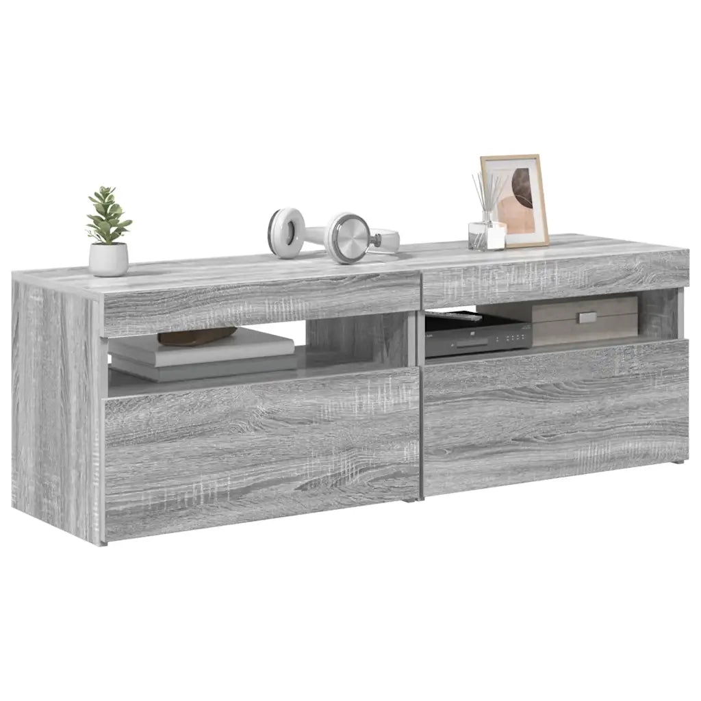 Mobili TV con Luci LED 2 pz Grigio Sonoma 60x35x40 cm
