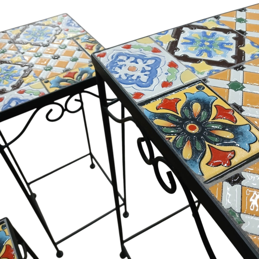 SET 3 PORTAVASI MOSAICO IN METALLO ANTRACITE