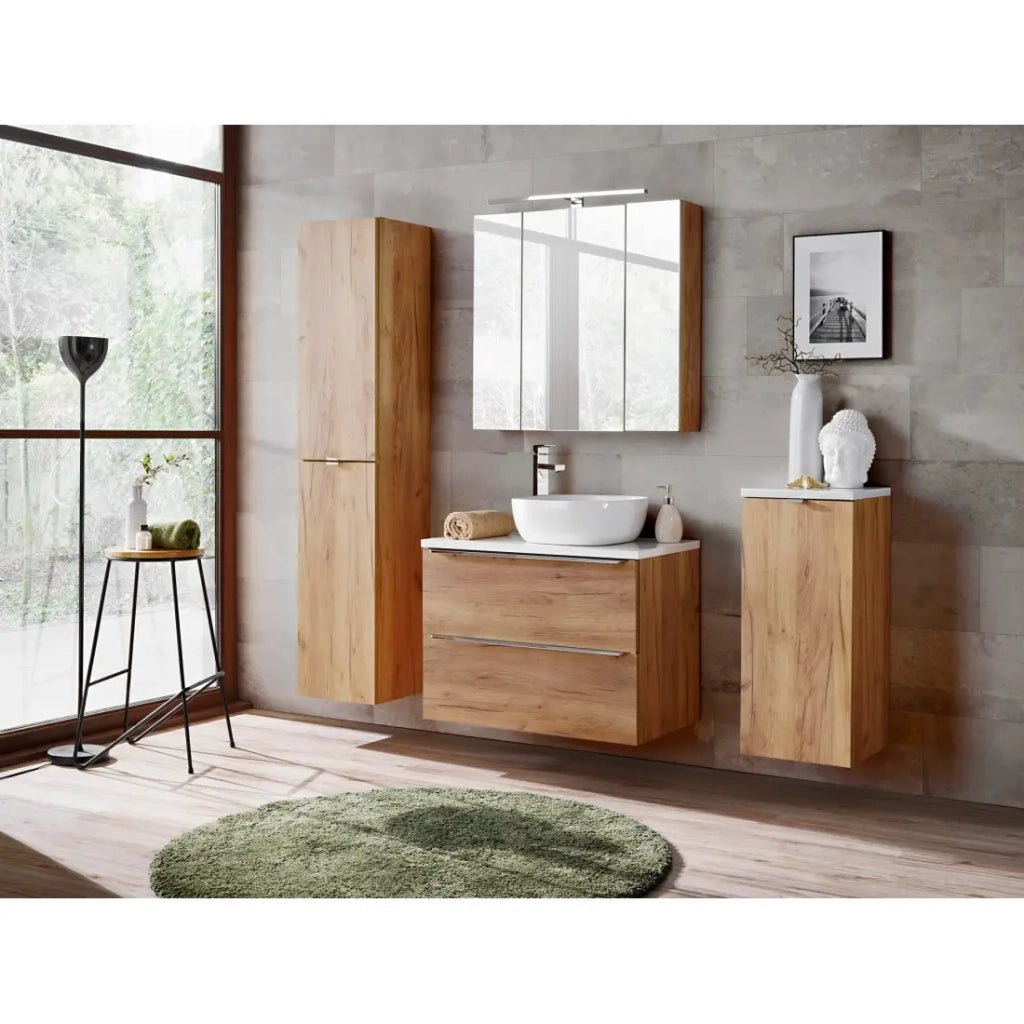 Mobile sottolavabo NALYA 80 cm – Rovere chiaro – Mobile sospeso dal design naturale