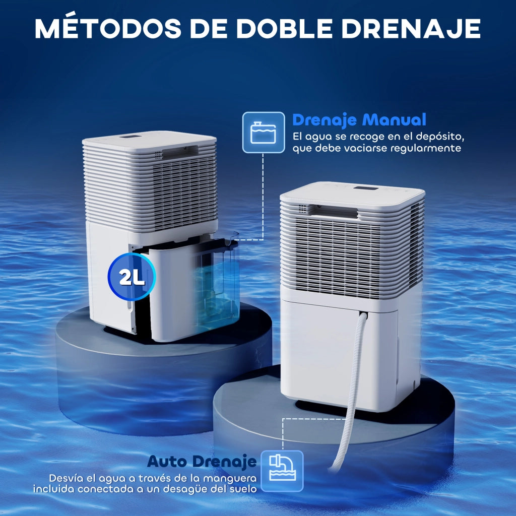 Deumidificatore 10L/giorno ¨C Xylo ¨C Silenzioso 3 modalit¨¤ LED timer 24h blocco bambini drenaggio continuo bianco