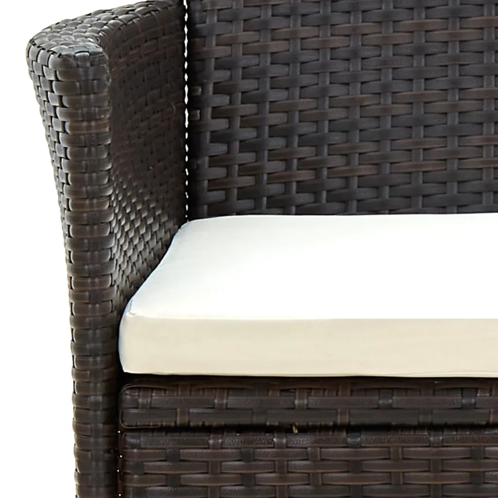 Sedie da Giardino 4 pz | Sedie da Esterno con Cuscini in Polyrattan Marrone