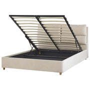 Letto matrimoniale con contenitore velluto di colore beige 140 x 200 cm elegante glamour romantico
