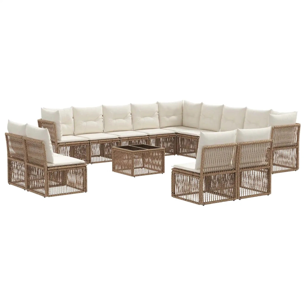 Set Divano da Giardino 14 pcs Beige polyrattan