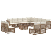 Set Divano da Giardino 14 pcs Beige polyrattan