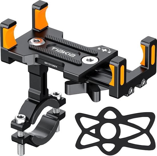 Supporto per smartphone in lega di alluminio, universale, per moto, scooter, bicicletta, supporto per telefono cellulare mobile, chiave rapida, supporto per guida outdoor, rotazione 360 gradi.