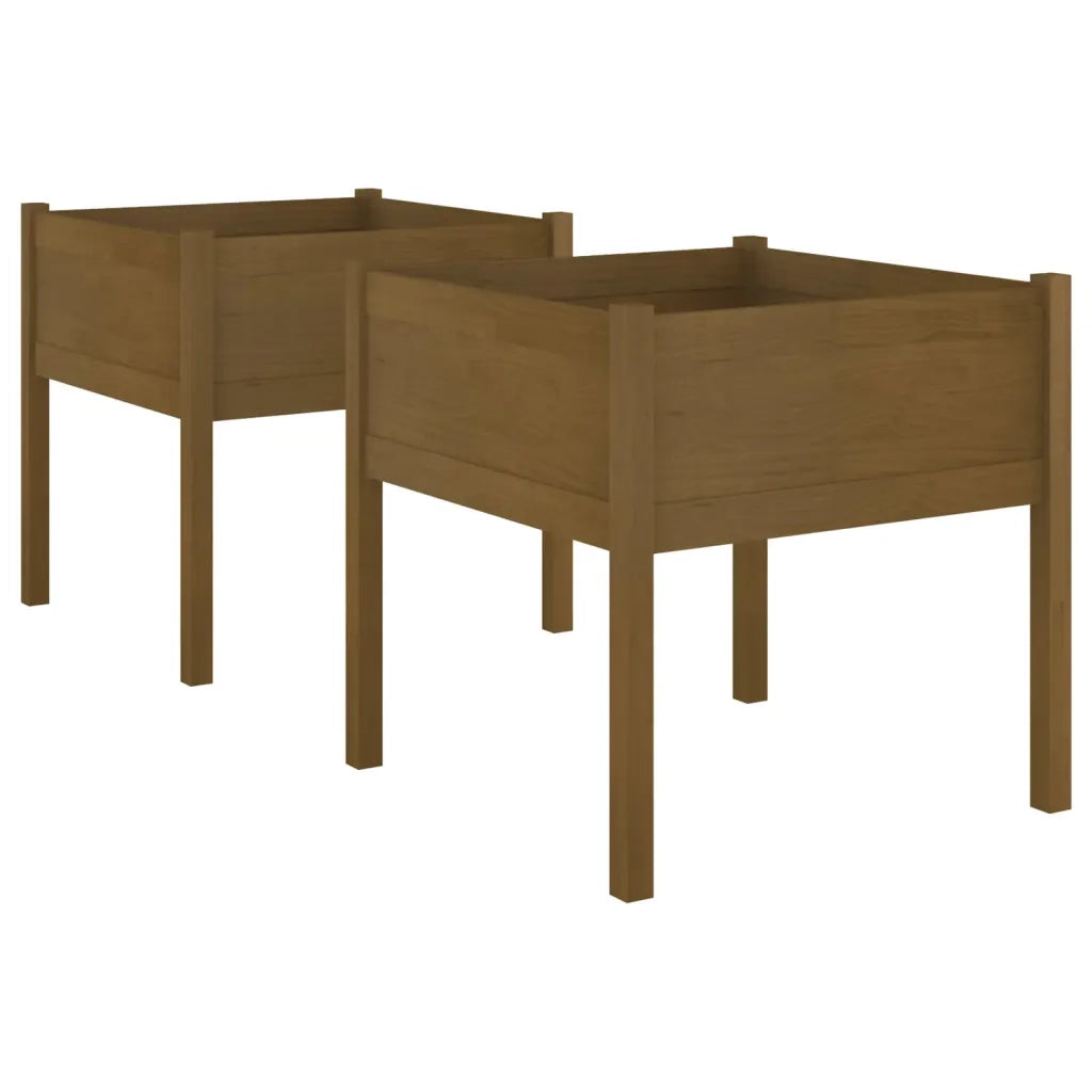 Fioriere 2 pz Ambra 70x70x70 cm in Legno Massello di Pino 810816