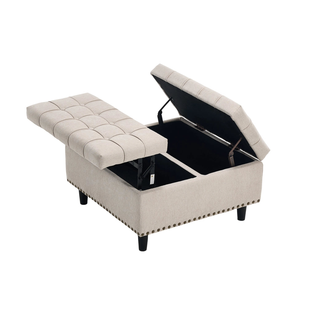 Panca Contenitore Imbottita ¨C MINIMAL ¨C Beige, seduta con vano, soggiorno camera
