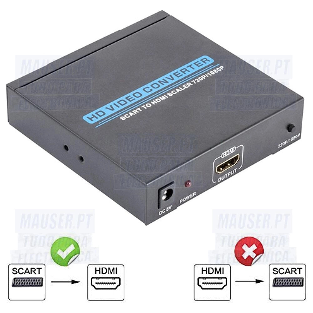 Trade Shop - Convertitore Adattatore Da Presa Scart Femmina A Hdmi Femmina Per Audio E Video -