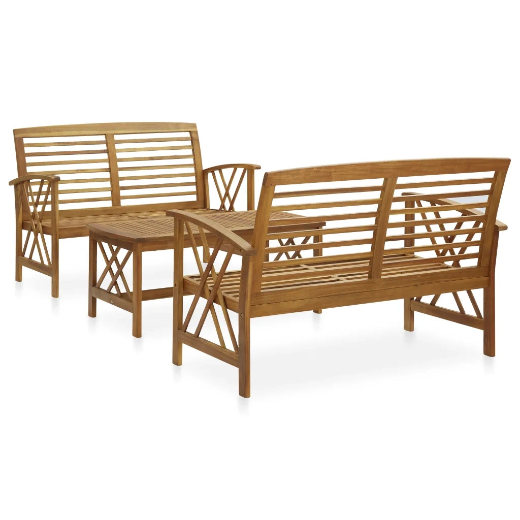 Set Divani da Giardino 3 pz in Legno Massello di Acacia 3057984
