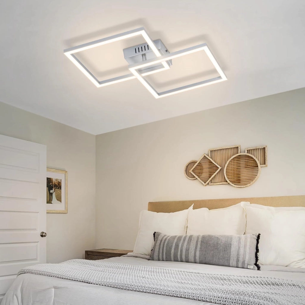 ZMH Plafoniera LED argento 24W 4000K moderna plafoniera quadrata per soggiorno camera da letto corridoio o ufficio