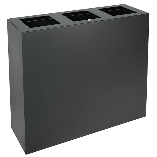 Pattumiera per Raccolta Differenziata 3 Scomparti Capacità 180 lt 90x30x80 cm in Acciaio Antracite