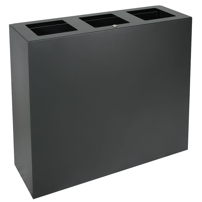 Pattumiera per Raccolta Differenziata 3 Scomparti Capacità 180 lt 90x30x80 cm in Acciaio Antracite