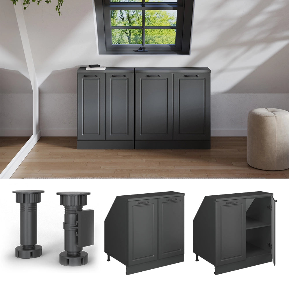 Mobile sottotetto Rion Antracite rustico/Antracite 80 x 83.8 cm con 2 porte, carcassa 60 cm profondità Vicco
