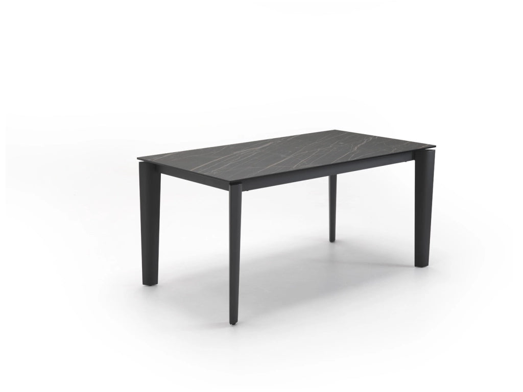 Tavolo allungabile Horus con piano in ceramica su vetro marmo portoro nero e struttura in metallo antracite 160-240 cm - Design Moderno