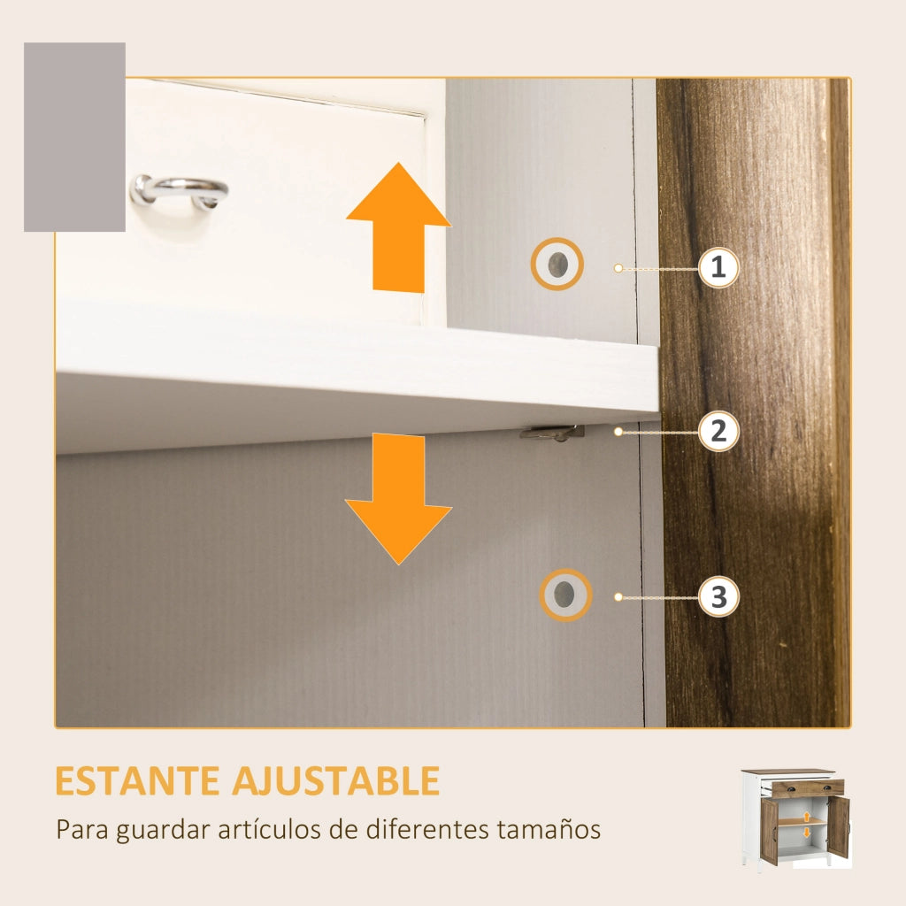 Armadio Battente con Cassetti e Ripiani ¨C Zephmum ¨C Marrone 78.5x39x89.4 cm