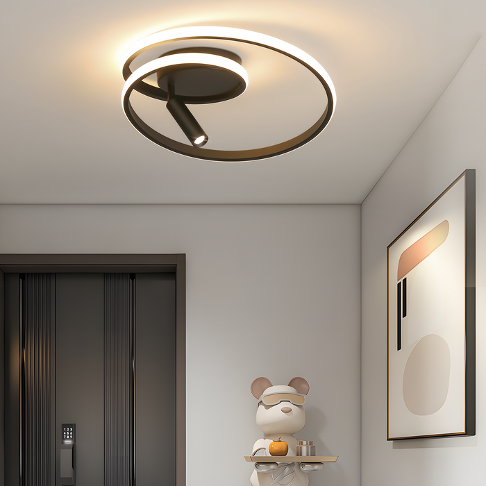 ZMH Lampada da soffitto plafoniera LED dimmerabile 40cm 37W nera telecomando per cucina