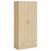 Armadietto Multiuso Con 2 Ante E 1 Cassetto Mobile Design Moderno Salvaspazio Con Ripiani Interni E Vano Contenitore Per Camera Da Letto O Ingresso 79.4 X 35.7 X 170.4 Cm Rovere