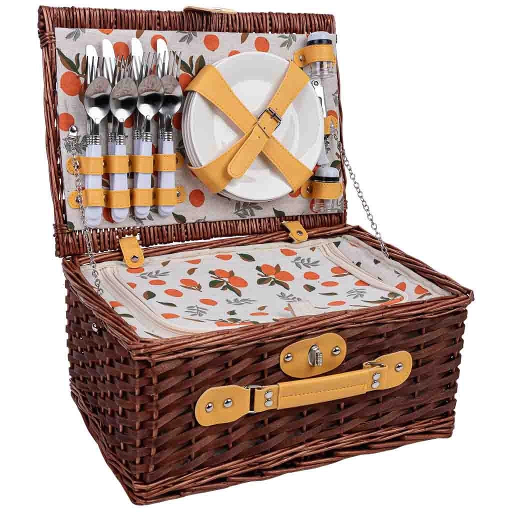Cestino da picnic per 4 persone, marrone, 40x28x19h cm