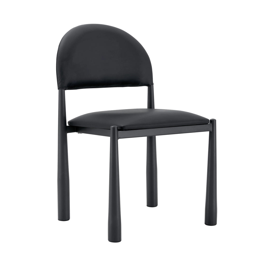 SEDIA da pranzo Set da 2 pezzi in PU Nero con gambe in metallo, 80 cm