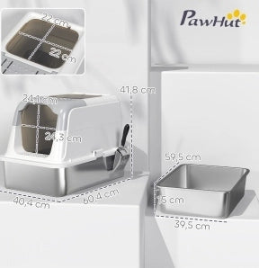 CASSETTA LETTIERA con coperchio 60,4x40,4x41,8 cm acciaio inox bianco