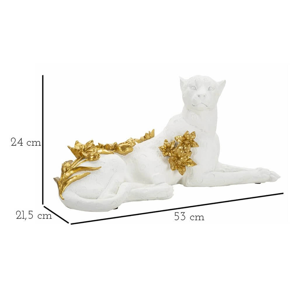 Leopardo bianco e oro cm 53X21,5X24 - LEOBIX