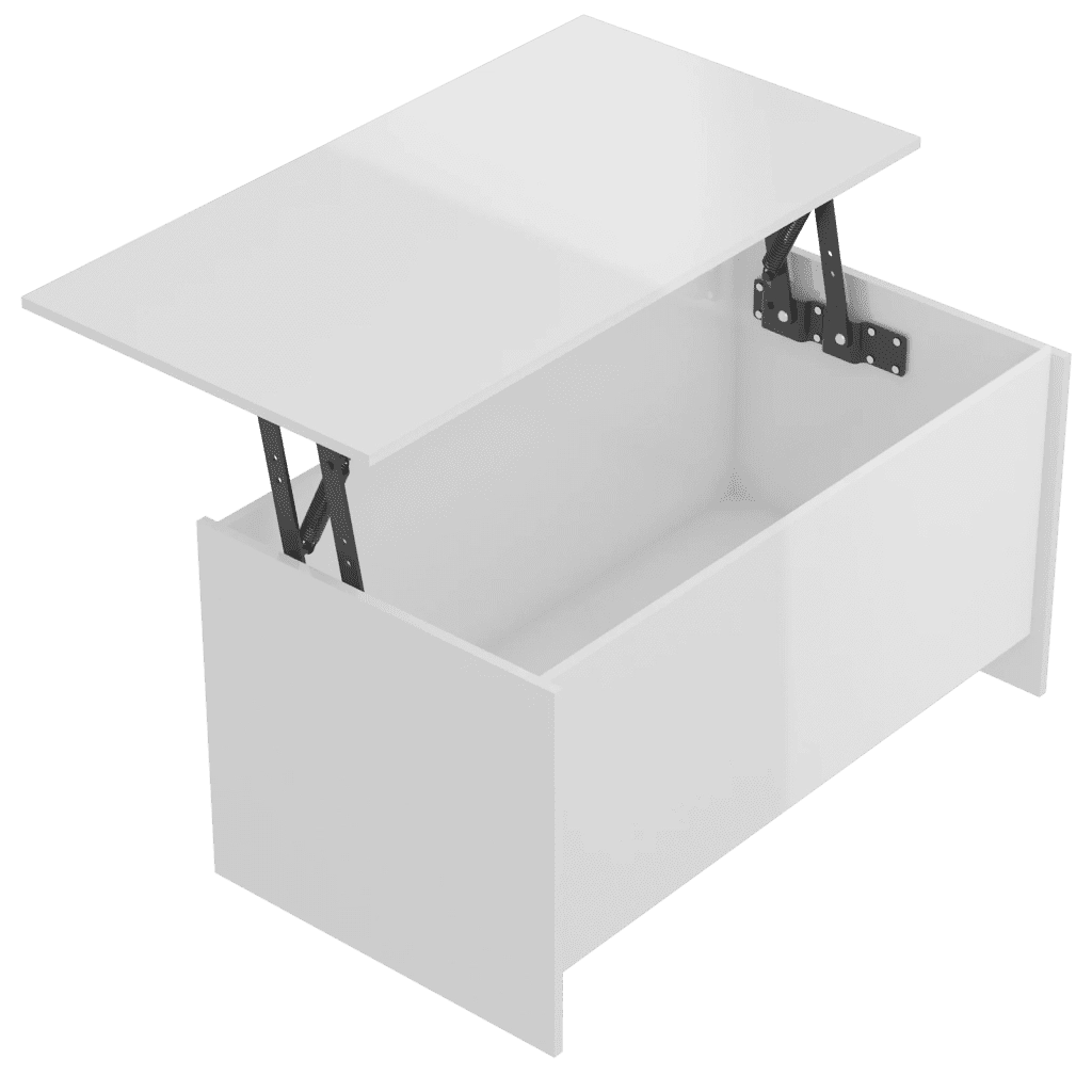 Tavolino Bianco Lucido 102x55,5x52,5 cm in Legno Multistrato 809671