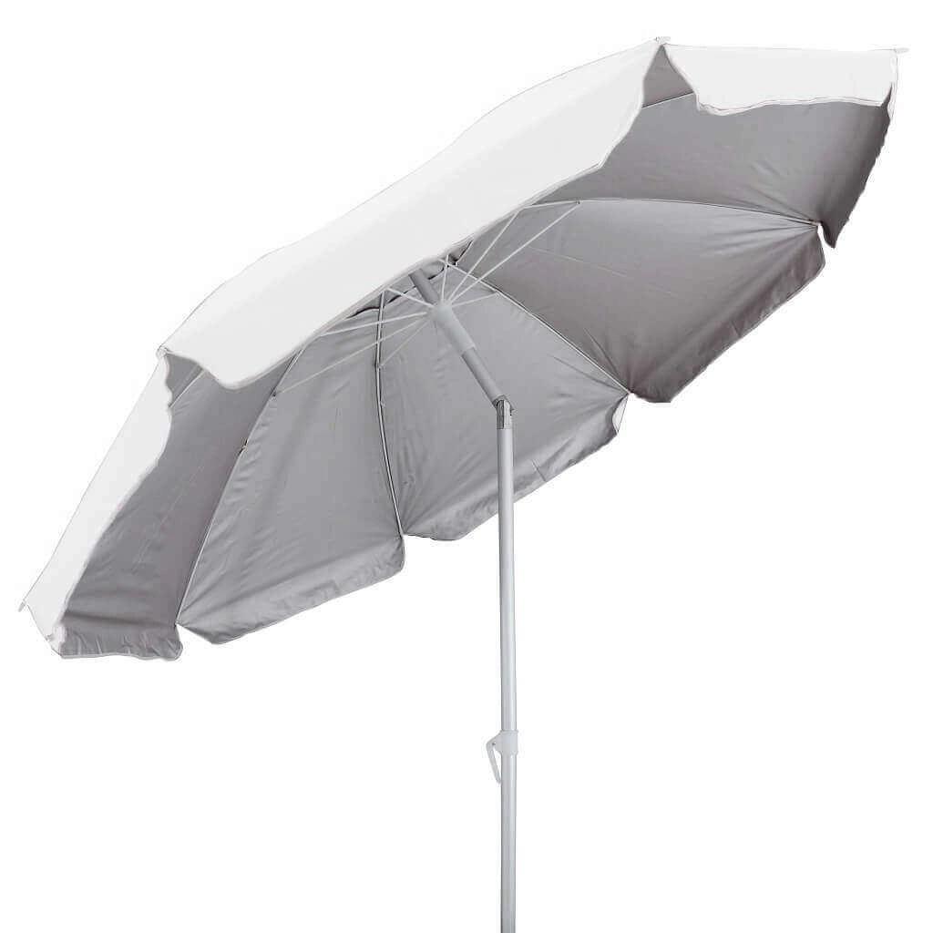 Ombrellone da spiaggia colore bianco Rotondo 2 2 m in alluminio poliestere - FRED