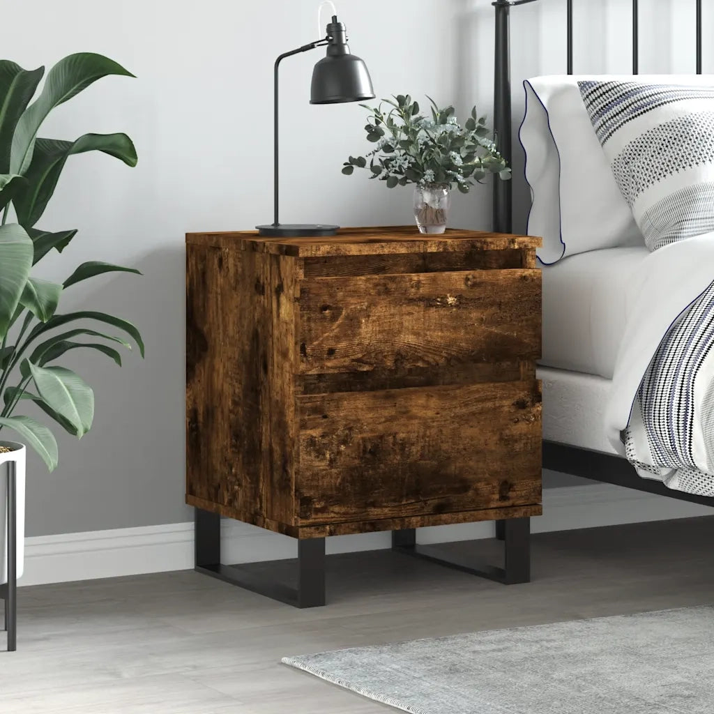 Comodino-Tavolino da notte Rovere Fumo 40x35x50 cm in Legno Multistrato 489376