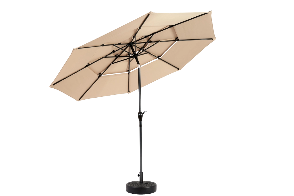 OMBRELLONE 10FT a 3 livelli con inclinazione automatica, kaki, in alluminio