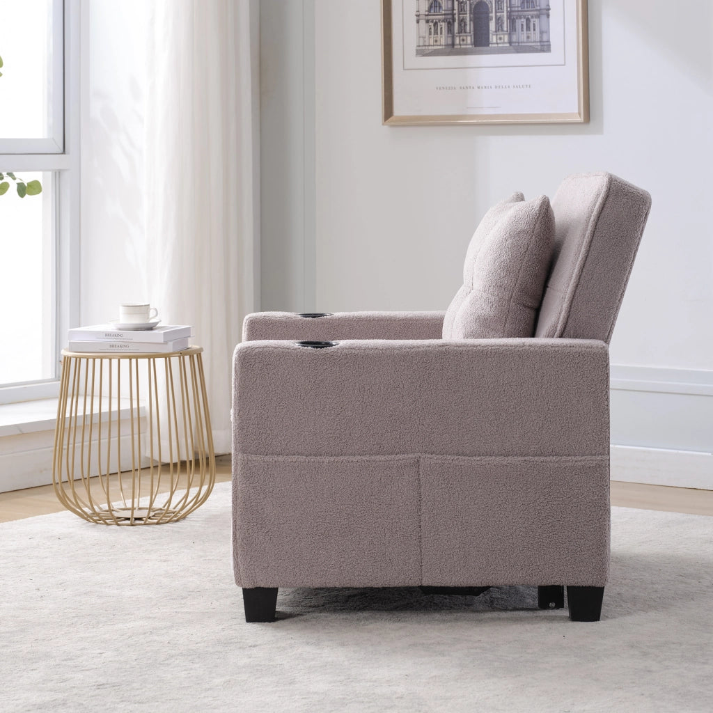 Poltrona letto 3 in 1 reclinabile con funzione letto USB portabicchieri e tasca laterale in legno e metallo grigio