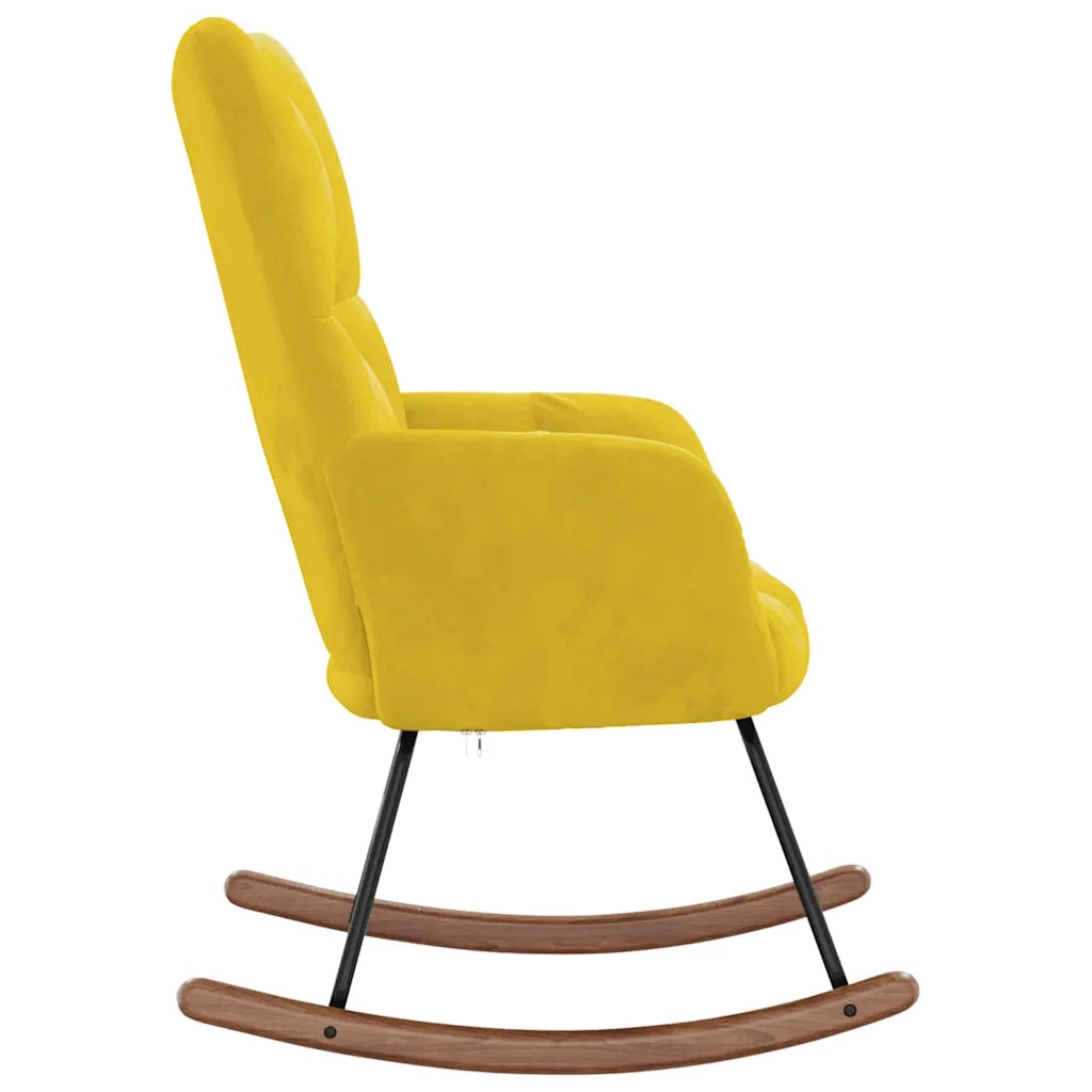 Sedia a Dondolo Giallo Senape in Velluto CFW4817228