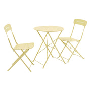 Set tavolo da giardino bistrot pieghevole rotondo in acciaio, 2 sedie,