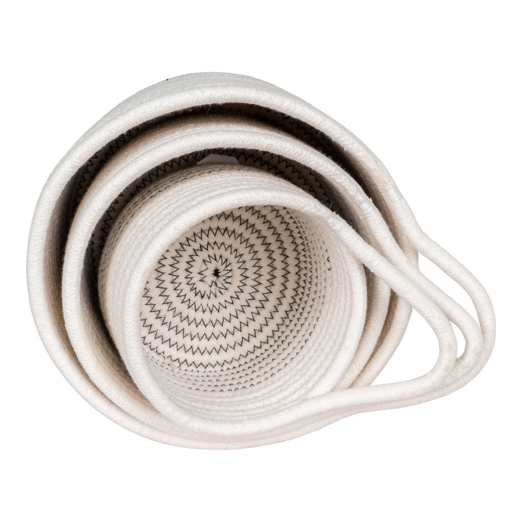 Set di 3 Cesti Portaoggetti Algar, Bianco, Cotone, 13x13x11 cm