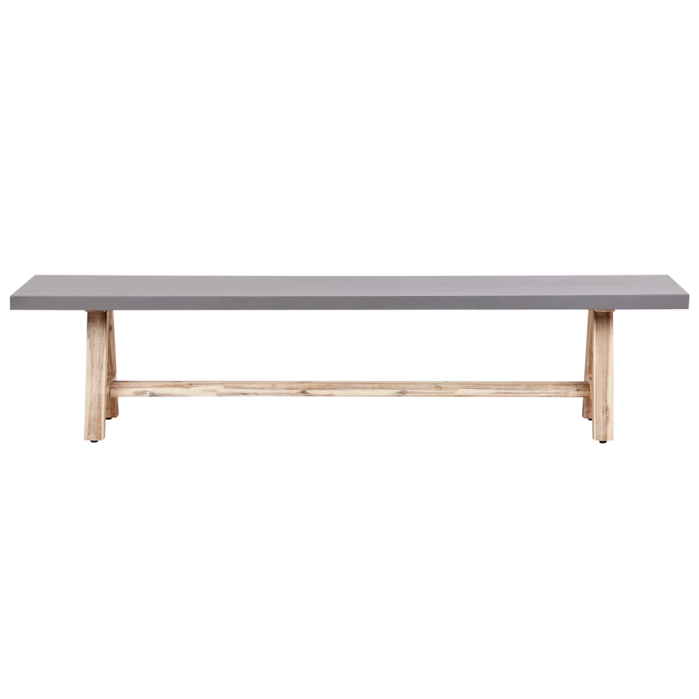 Set da pranzo da giardino tavolo da pranzo in fibra di cemento e legno d'acacia con sgabelli e panche 8 posti Grigio stile industriale
