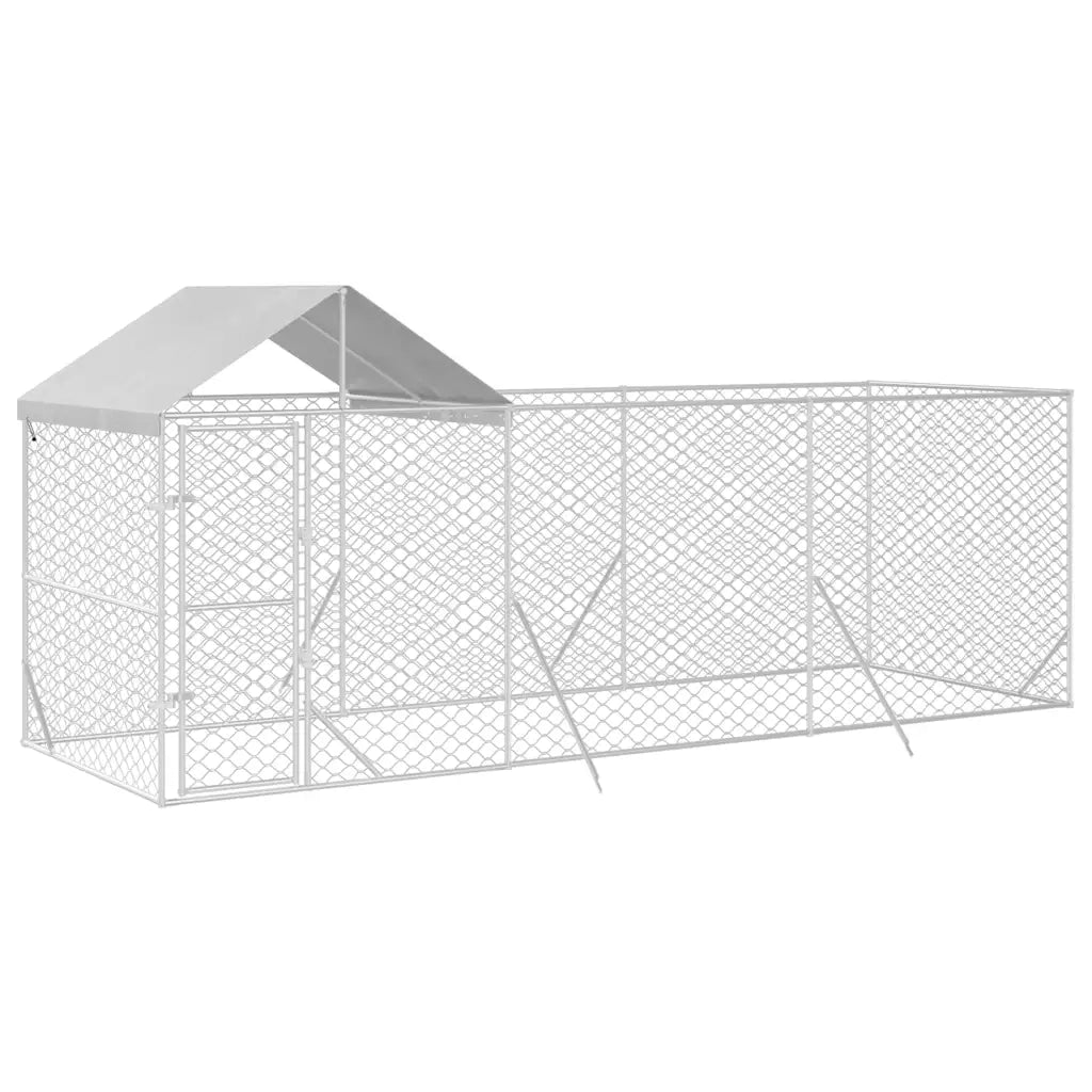 Cuccia Cani da Esterno Tetto Argento 6x2x2,5 m Acciaio Zincato 3190467