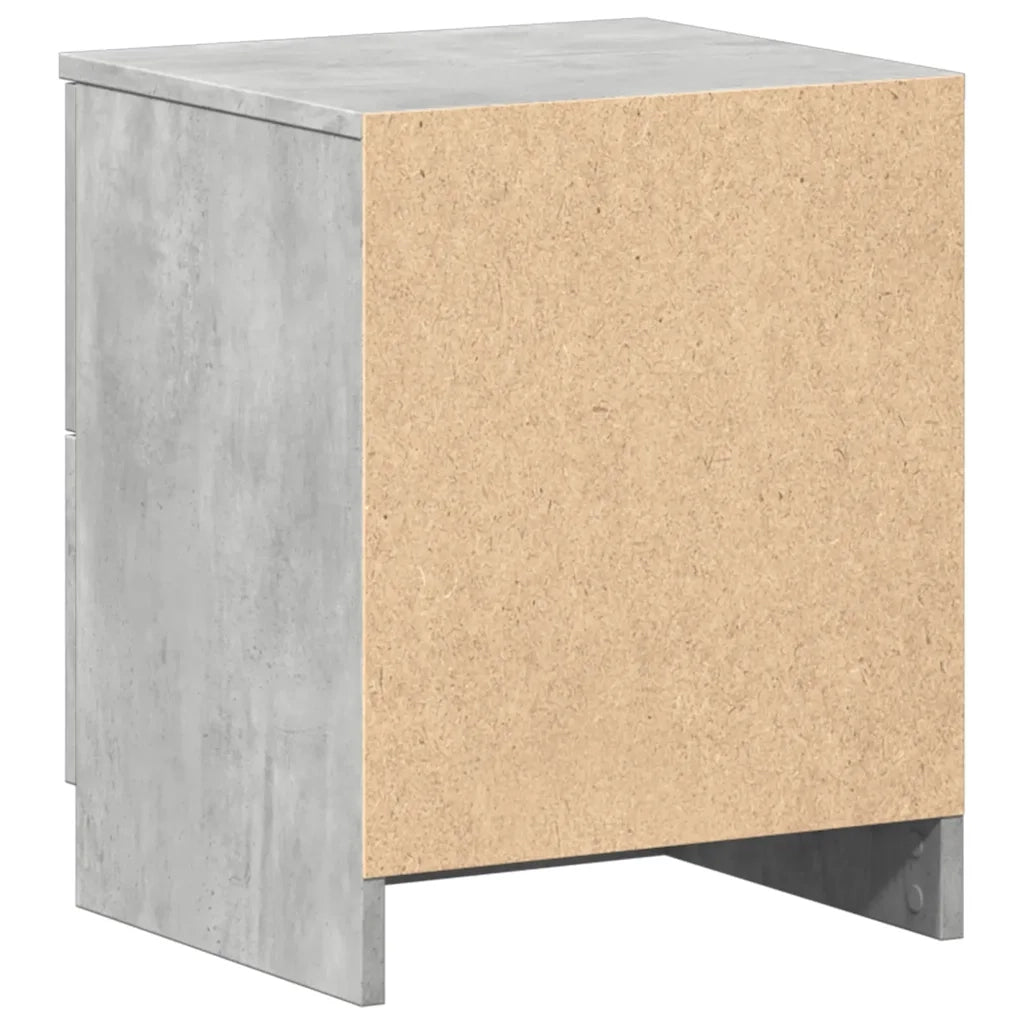 Comodino con 2 Cassetti Grigio Cemento 40x36x50 cm