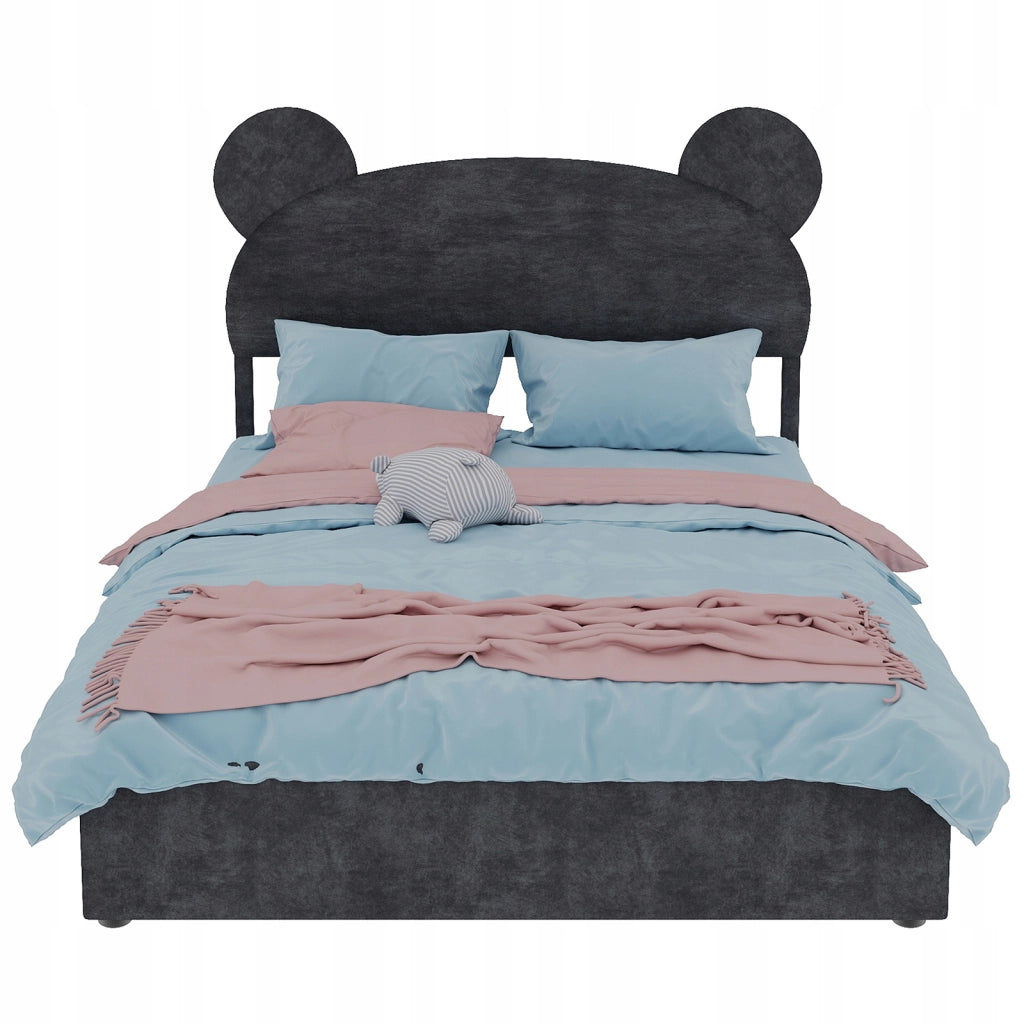 Letto imbottito 140x200 grigio - Xylo - con struttura sollevabile