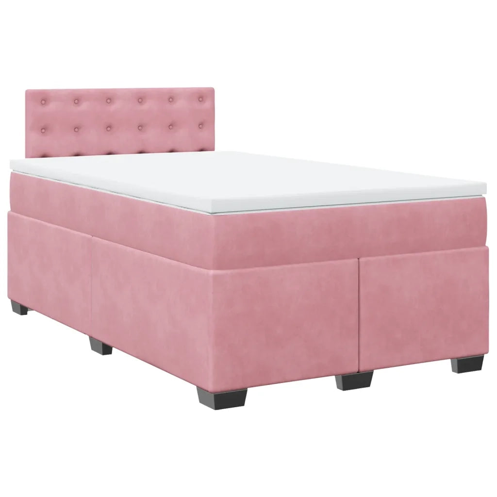 Giroletto a Molle con Materasso Rosa 120x190 cm in Velluto 3286275