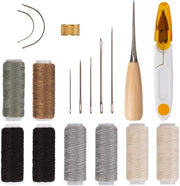 Kit di riparazione per oggetti in pelle - 18 pezzi - set di accessori per la riparazione - set di cordoni - kit di strumenti per la riparazione manuale - set di riparazione per oggetti in pelle