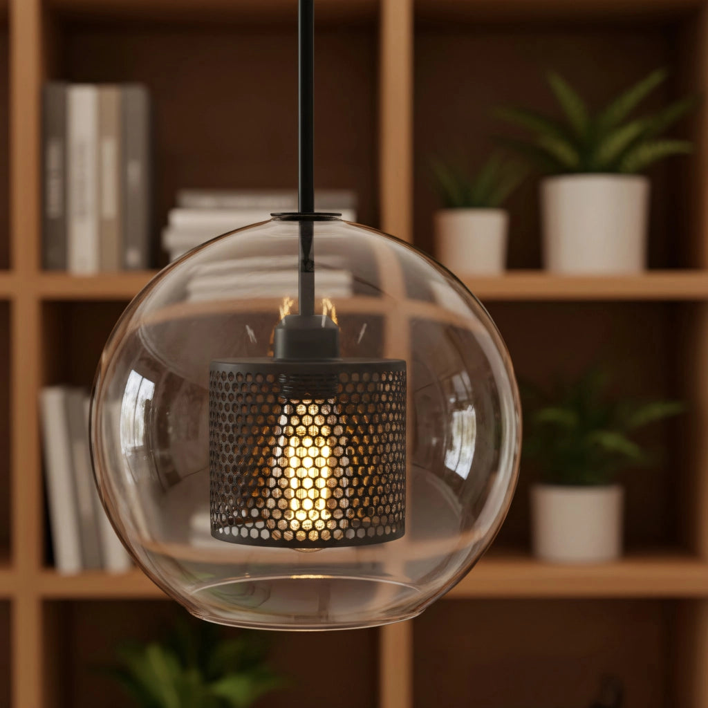 Lampada Pensile Di Vetro Nero Loft APP557-1CP 20cm