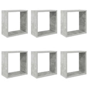 6 pz Mensole Parete | Mensola sospesa a Cubo Grigio Cemento 30x15x30 cm